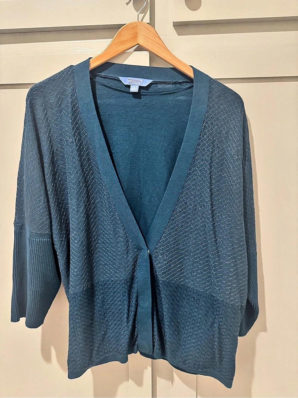 Simply Vera Wang Textured Open Front Cardigan Blue XL Like New